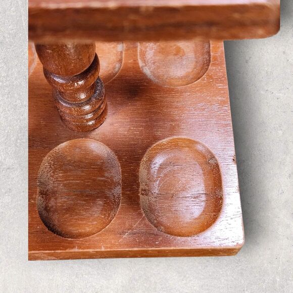 Vintage Wood Tobacco Pipe Stand Holder Rack Mid Century 6 Slot Smoking Tray - Picture 11 of 13